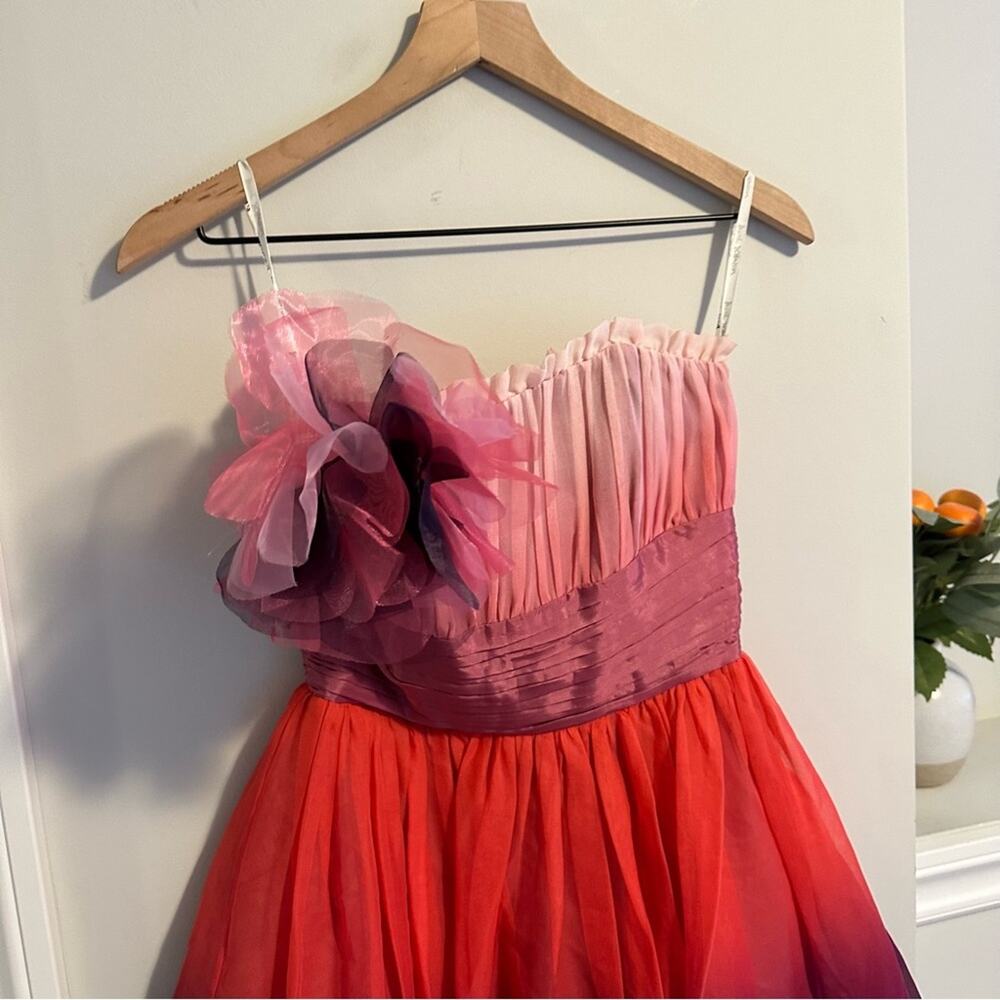 NWT Betsey Johnson Pink Ombré Tulle Floral Strapless Mini Dress 4 - Picture 10 of 12